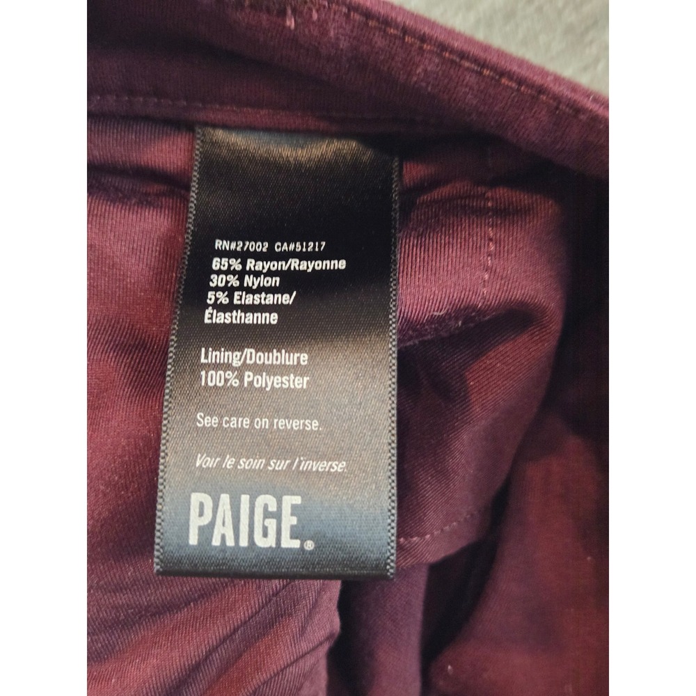 Paige Stafford Trousers Mens 32 Shaded Currant Burgundy Slim Stretch Chino Pants - Picture 5 of 11